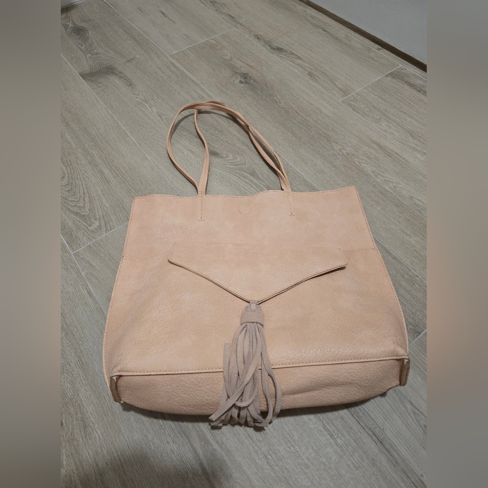 Street level pink leather tote